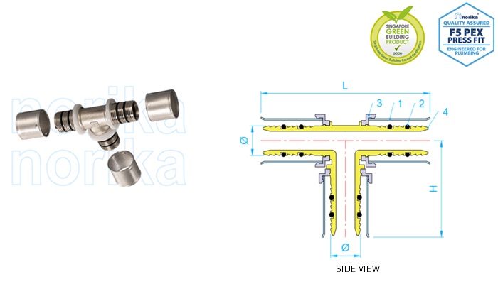 PEX Press-Fit Equal Tee (Type F5)